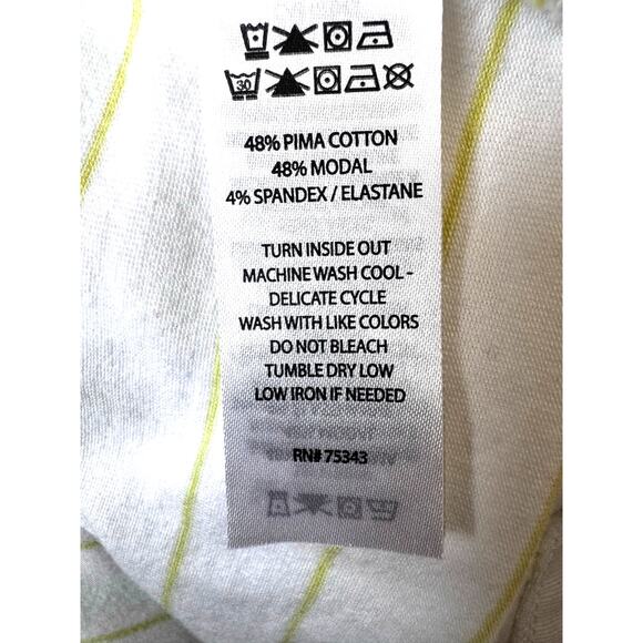 Sigrid Olsen XL White & Lime Green Striped Lightweight Top - Picture 5 of 5